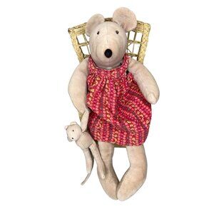 Moulin‎ Roty Nini the Mouse With Baby La Grande Famille Red Dress 21"